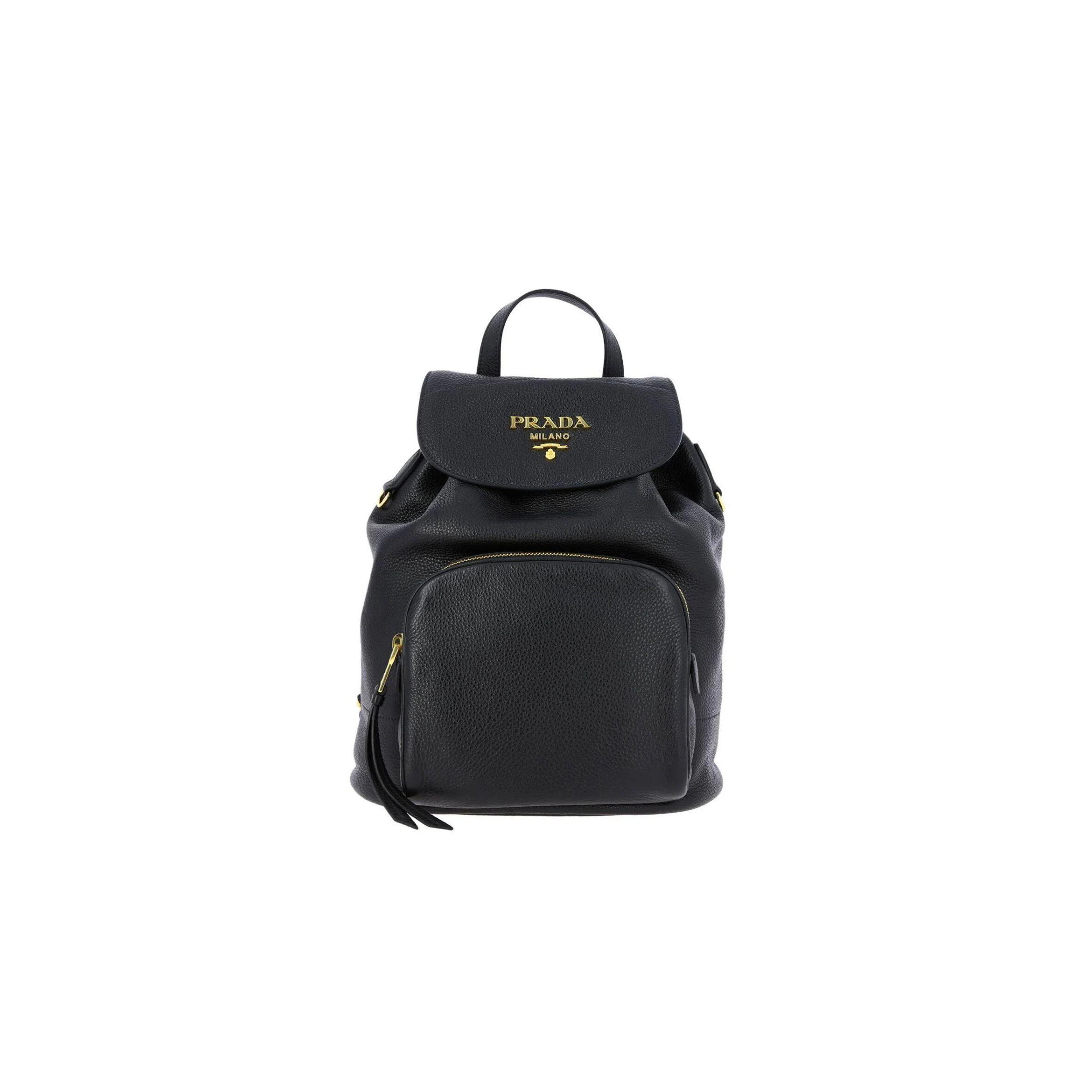 PRADA VITELLO DAINO CINCH BACKPACK BLACK 1BZ035 (31*24*16cm)